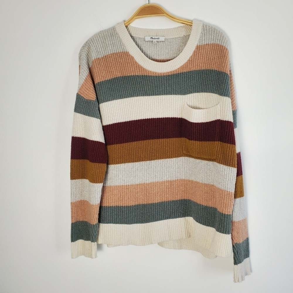Madewell Thompson cotton blend Striped Multicolor Women's Sweater - Picture 2 of 5